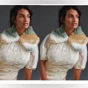NWOT Anthropologie Tie-Dye Faux Fur Collar Scarf
